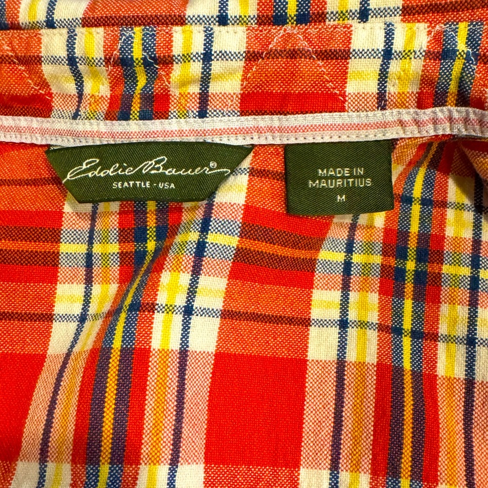 Eddie Bauer Long Sleeve Flannel Plaid Button Down Shirt Size Medium - Picture 4 of 13